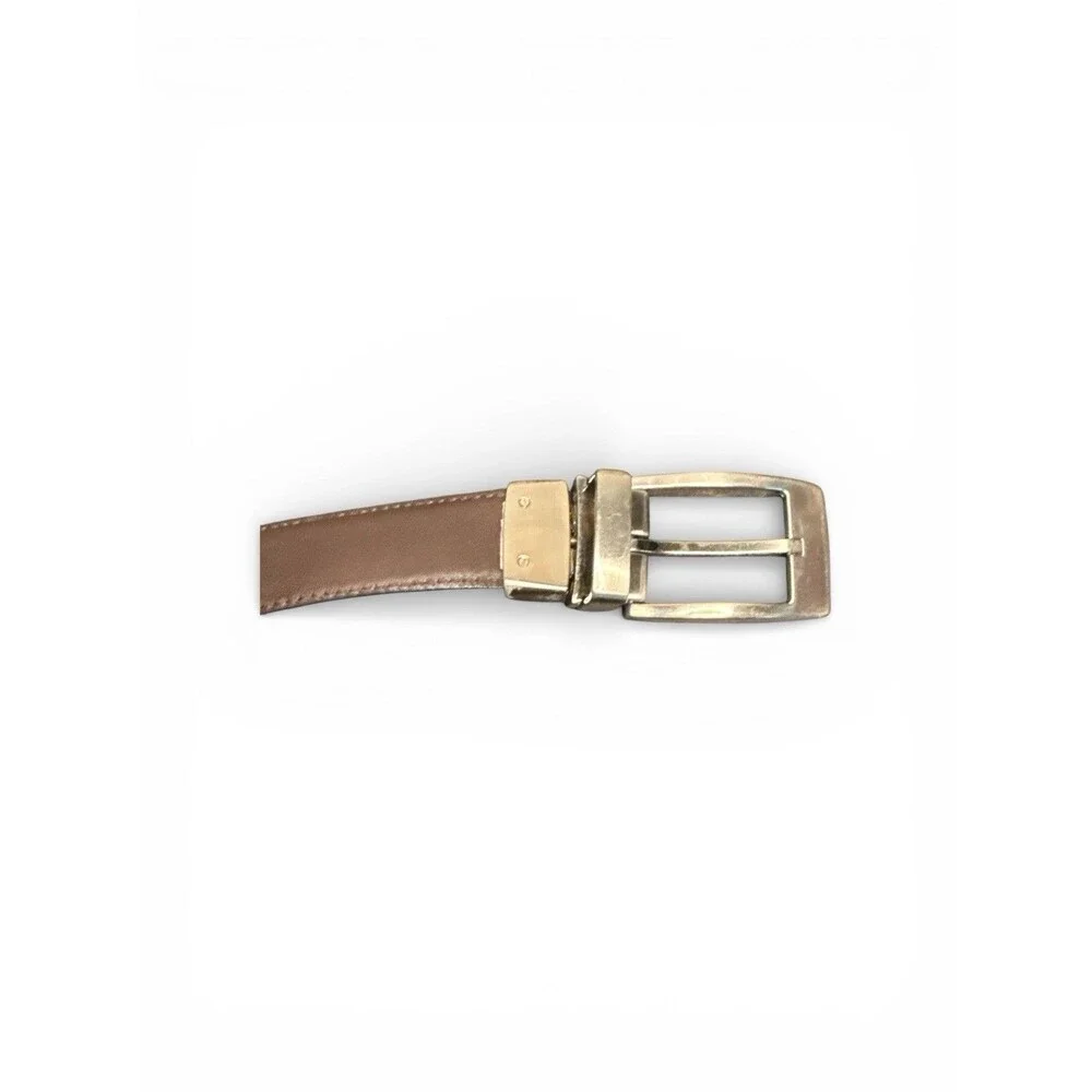 Men's Leather Reversible Belt Polished Nickel Buckle New Dress Casual 46